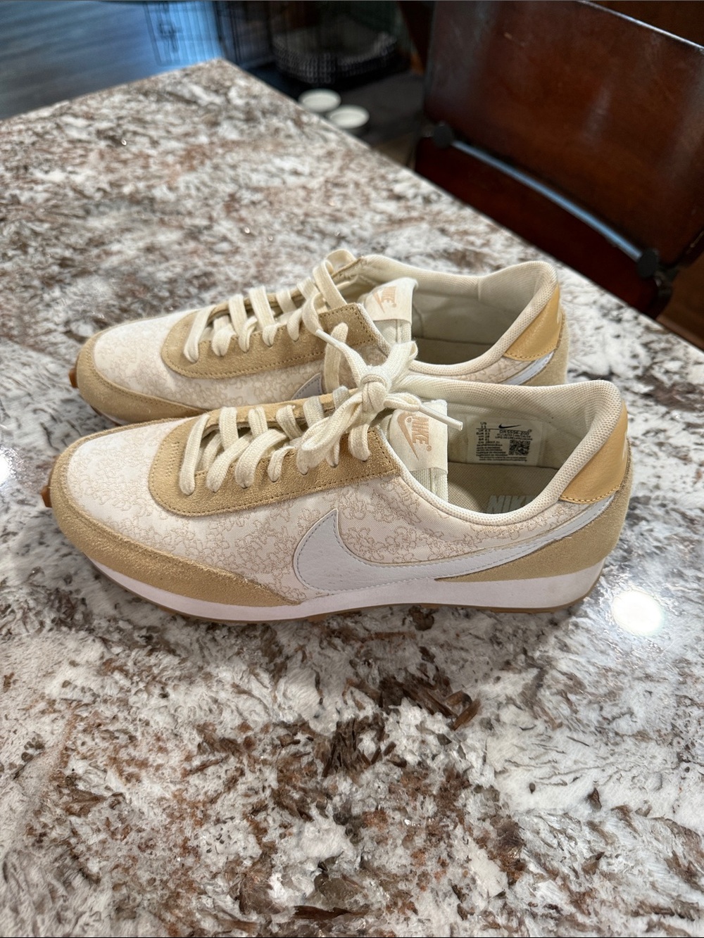 Nike Women’s Cream and Tan Floral Cortez Sneakers